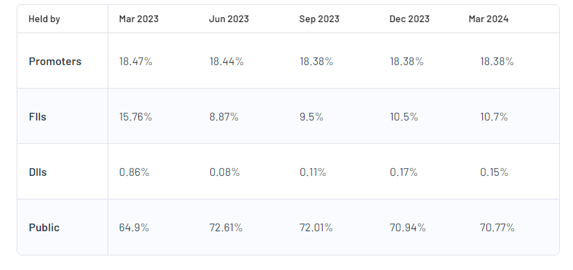 Shareholding Pattern For Brightcom Group Ltd