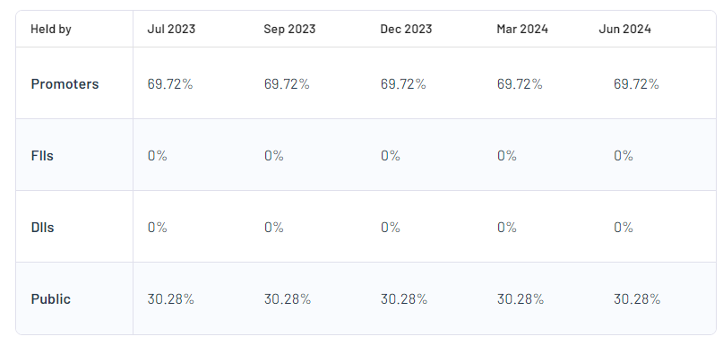 Shareholding Pattern For Taparia Tools Ltd