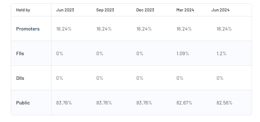 Rajnish Wellness Ltd Shareholding Pattern