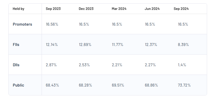 Reliance Infrastructure Ltd Shareholding Pattern