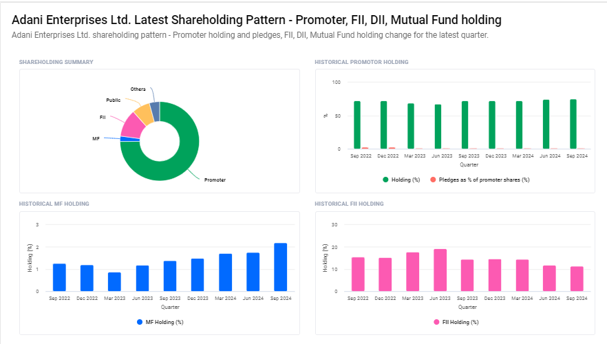 Shareholding Pattern For Adani Enterprises Ltd