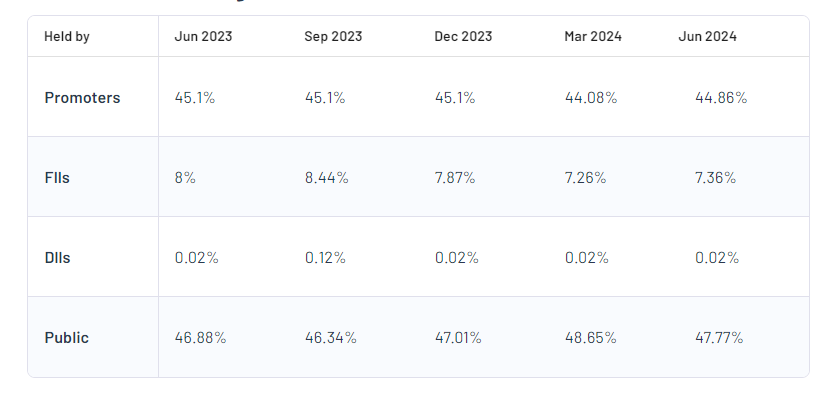 Shareholding Pattern For DCW Ltd