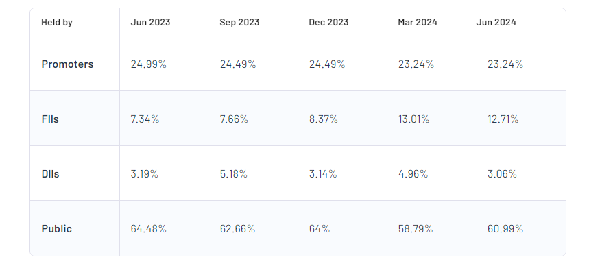 Shareholding Pattern For Reliance Power Ltd