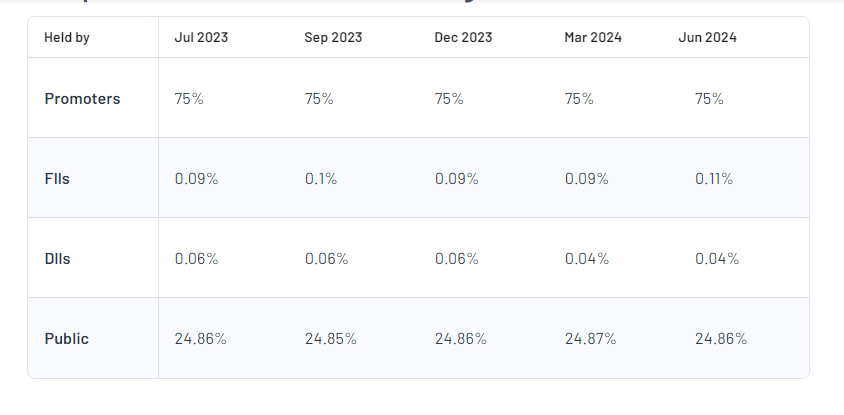 Shareholding pattern For Udaipur Cement Works Ltd