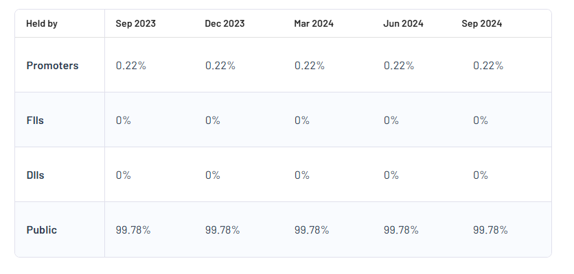 Shareholding Pattern For Quasar India Ltd