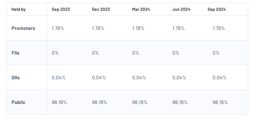 Shareholding Pattern For Yamini Investments Company Ltd