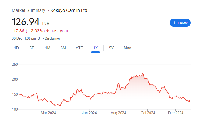 Kokuyo Camlin Share Price Chart