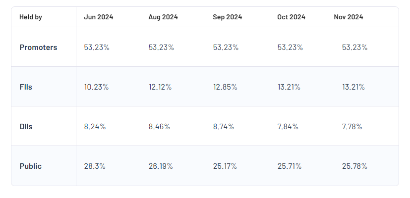 Shareholding Pattern For Aditya Vision Ltd