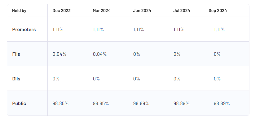 Shareholding Pattern For Remedium Life Ltd