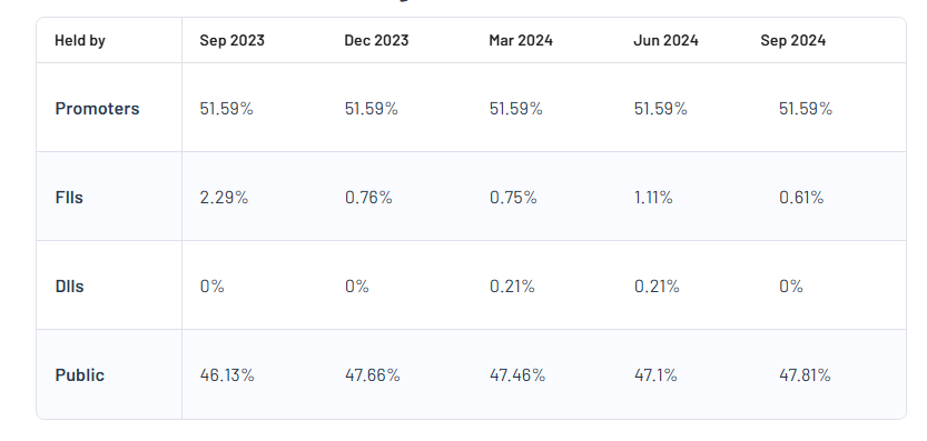 Shareholding Pattern For Sat Industries Ltd