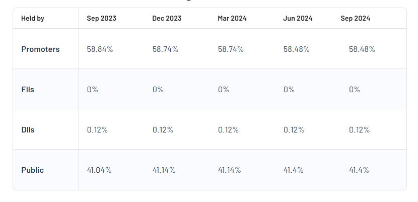 Shareholding Pattern For Sunil Industries Ltd