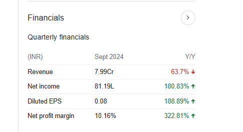 VL E-Governance Quarterly Financials