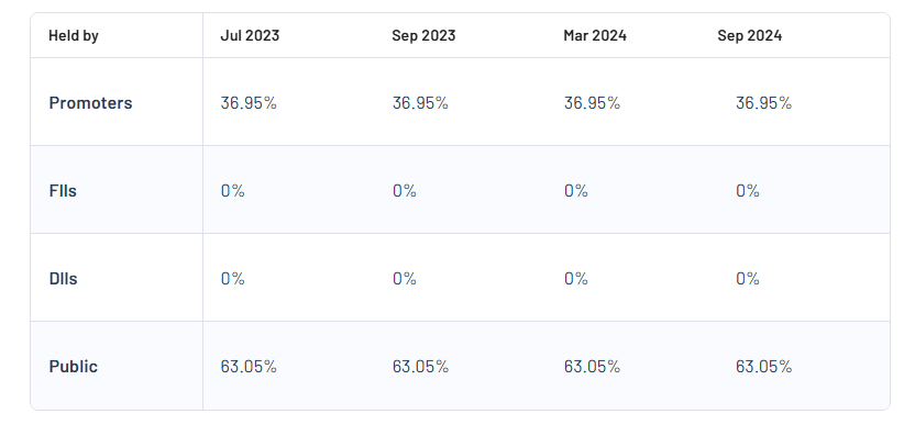 Ahasolar Technologies Ltd Shareholding Pattern