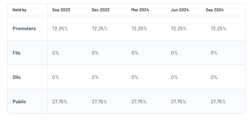 Mask Investments Ltd Shareholding Pattern