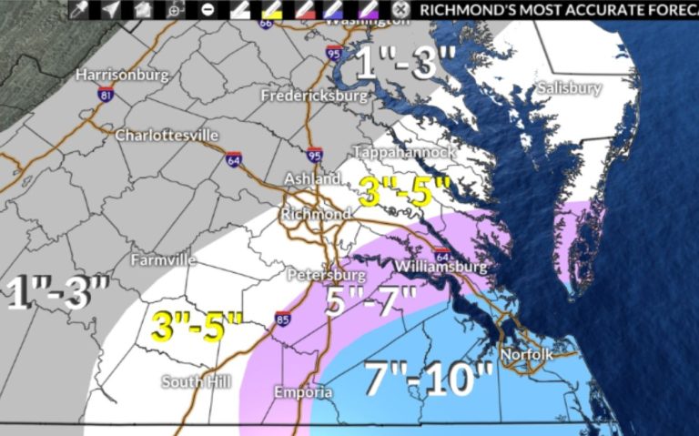 Winter storm with heavy snowfall headed for Central Virginia